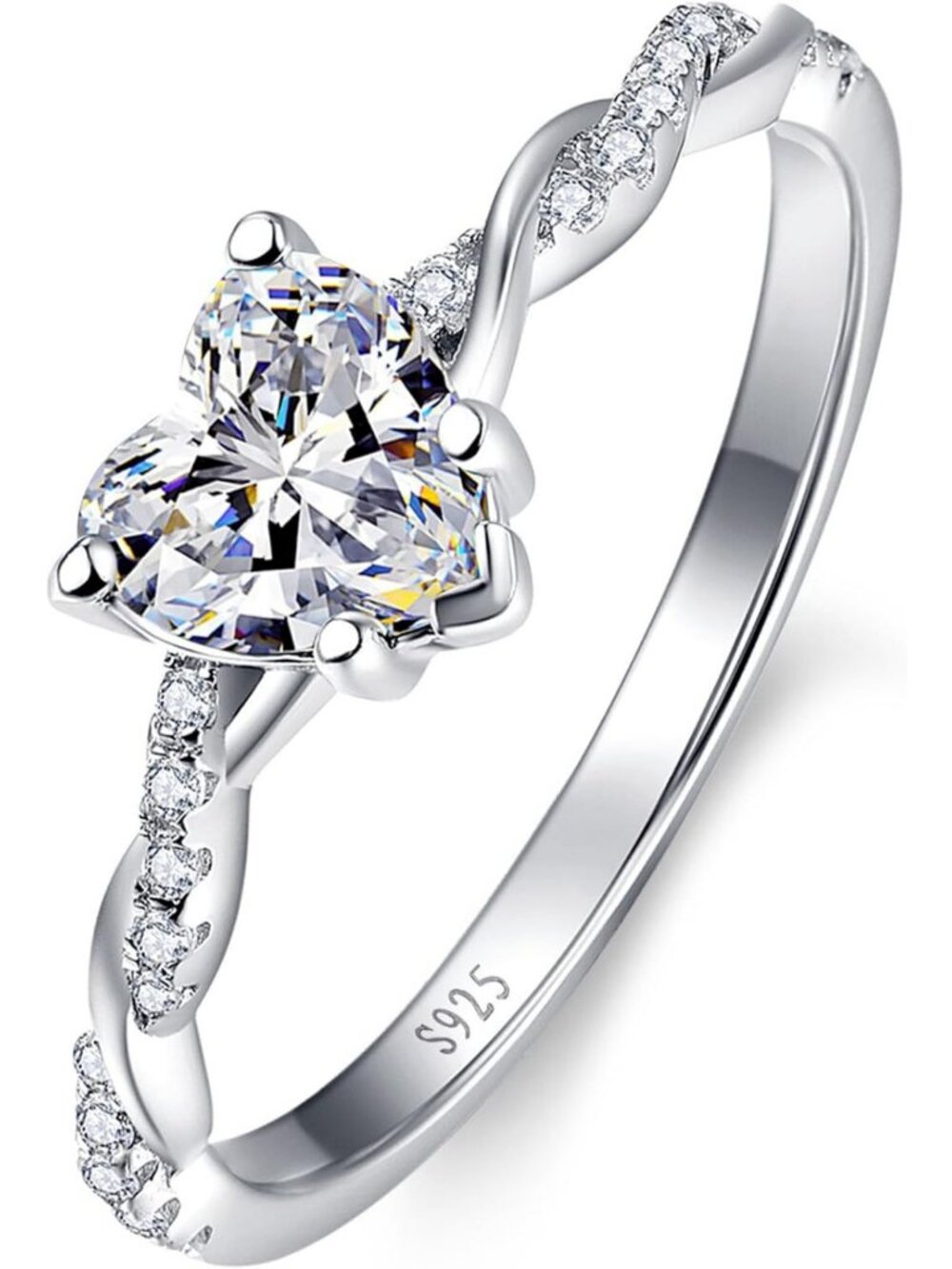 1.25ct Heart Promise Ring in 925 Sterling Silver - Elegant Women's Jewelry